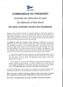 Lettre Sacoviv Incendie véhciules MaxBarel