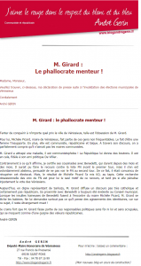 M. Girard le phallocrate menteur déclaration suite à l invalidation des élections municipales de Vénissieux