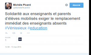 Michèle Picard sur Twitter    Solidarité aux enseignants et parents d’élèves mobilisés exiger le remplacement immédiat des enseignants absents  Vénissieux  education